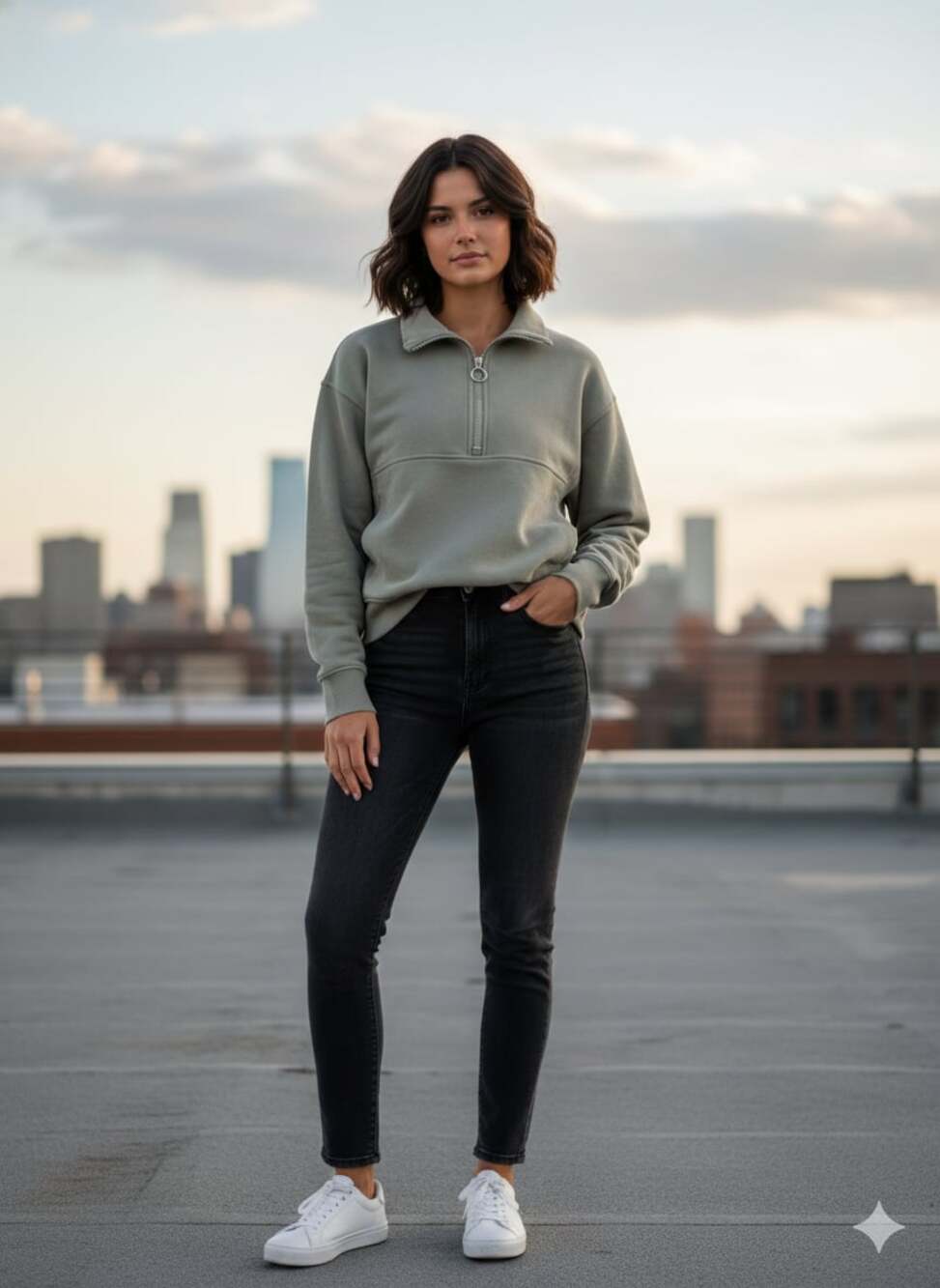 Vuori Sedona Rib Half Zip Pullover Sweatshirt in Metal Green